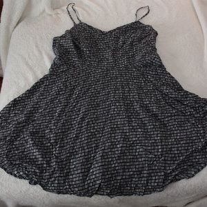 Black and white print swing dress spaghetti straps